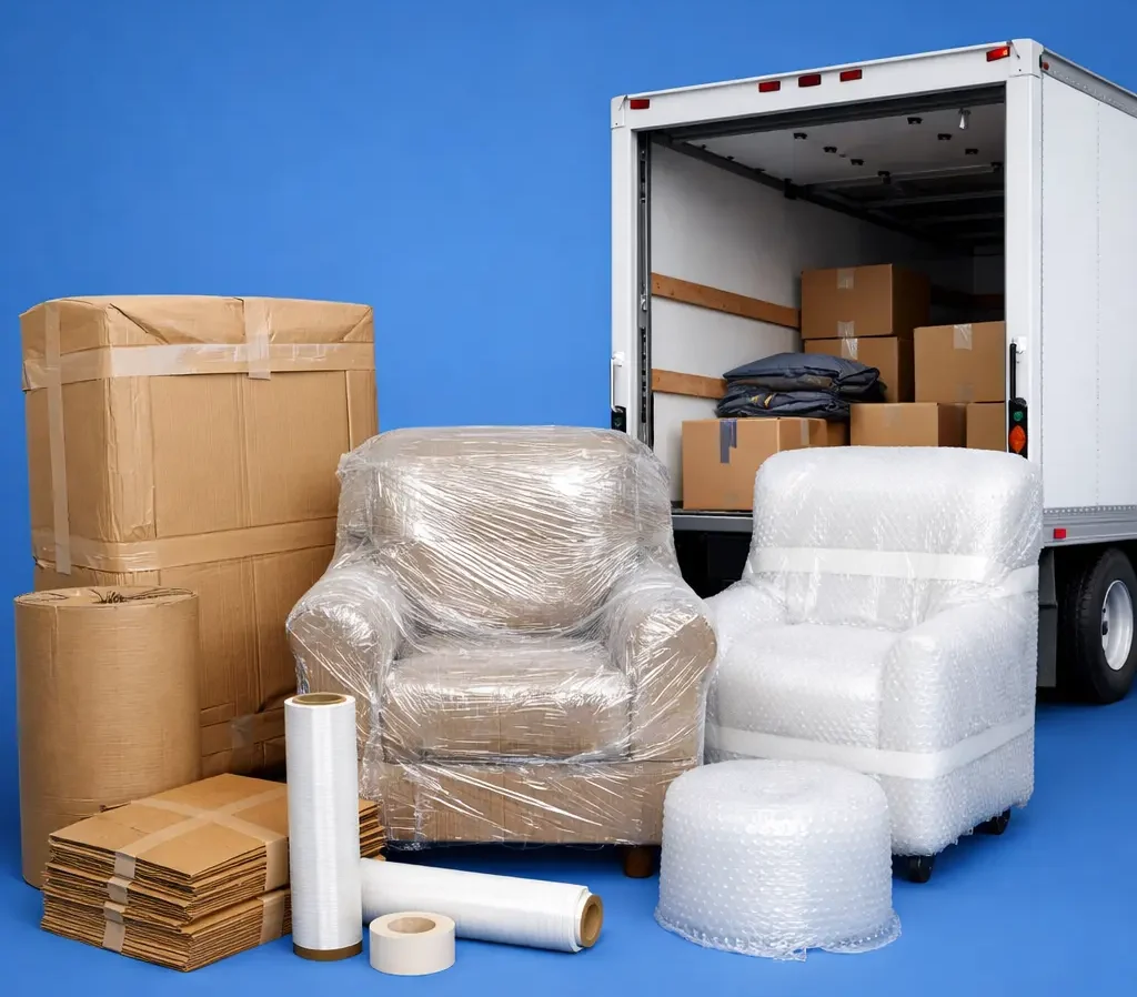 أدوات تغليف الأثاث المستخدمة في شركة زهرة الأمانة لنقل الأثاث في جدة